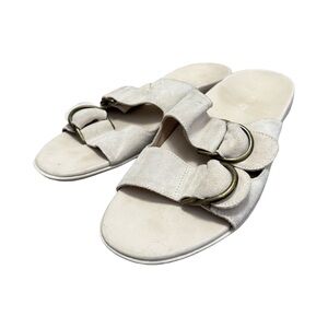 Vionic Corlee Suede Slide Sandals Cream Tan Size 10 Wide